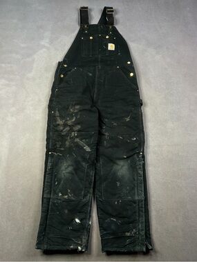 Carhartt Black Duck Canvas Bib Overalls with Paint Marks